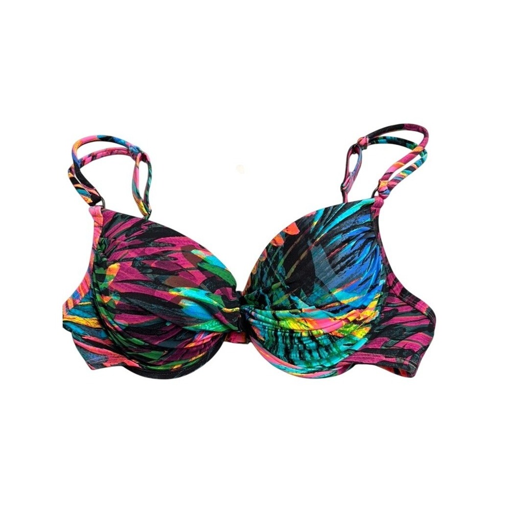 NWT Bleu Rod Beattie Bikini Top Women 4‎ Multicolor Tropical Underwire Twist